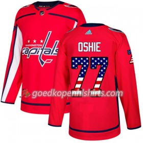 Washington Capitals T.J. Oshie 77 Adidas 2017-2018 Rood USA Flag Fashion Authentic Shirt - Mannen